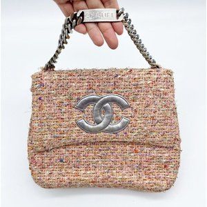 💖Auth’d by Zeko💖 CHANEL CC Flap Handbag in Pink Confetti Tweed Vintage (1997)